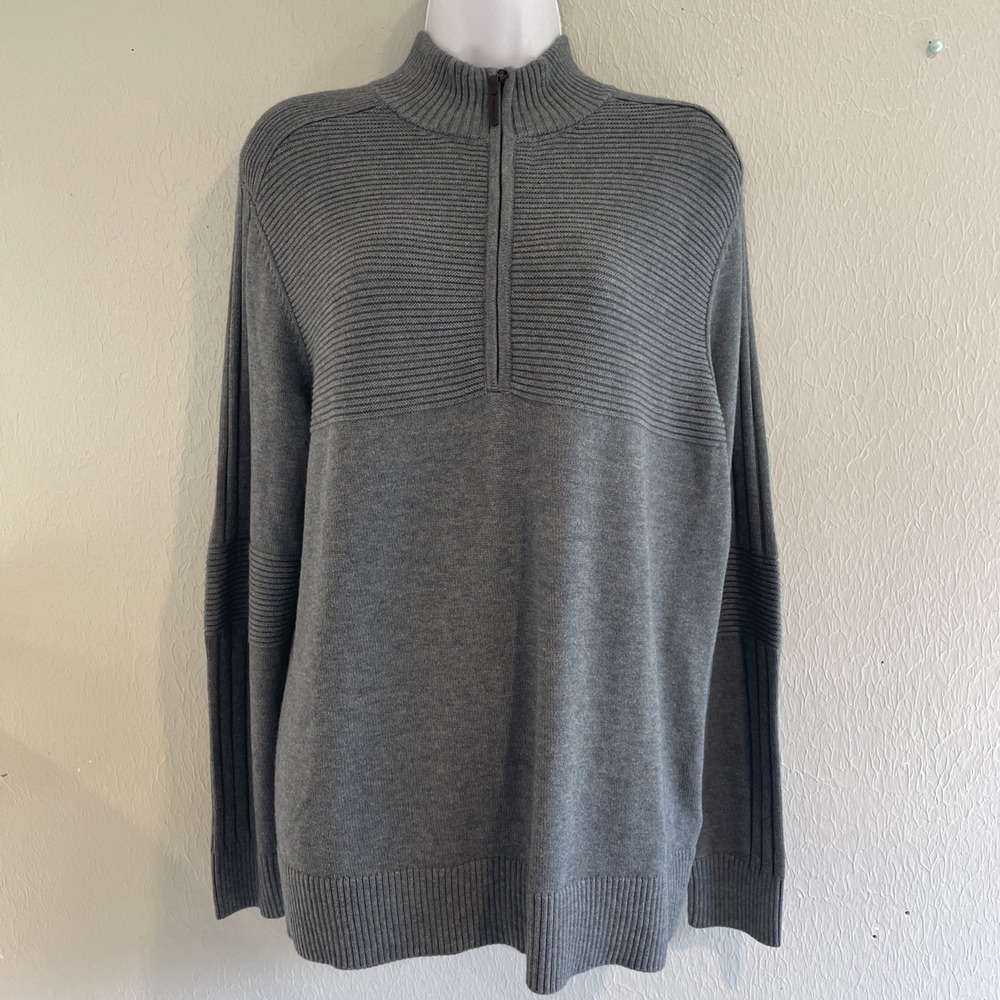 Smartwool Mens M Blue Gray Heathered‎ Merino Wool Blend Half Zip Texture Sweater